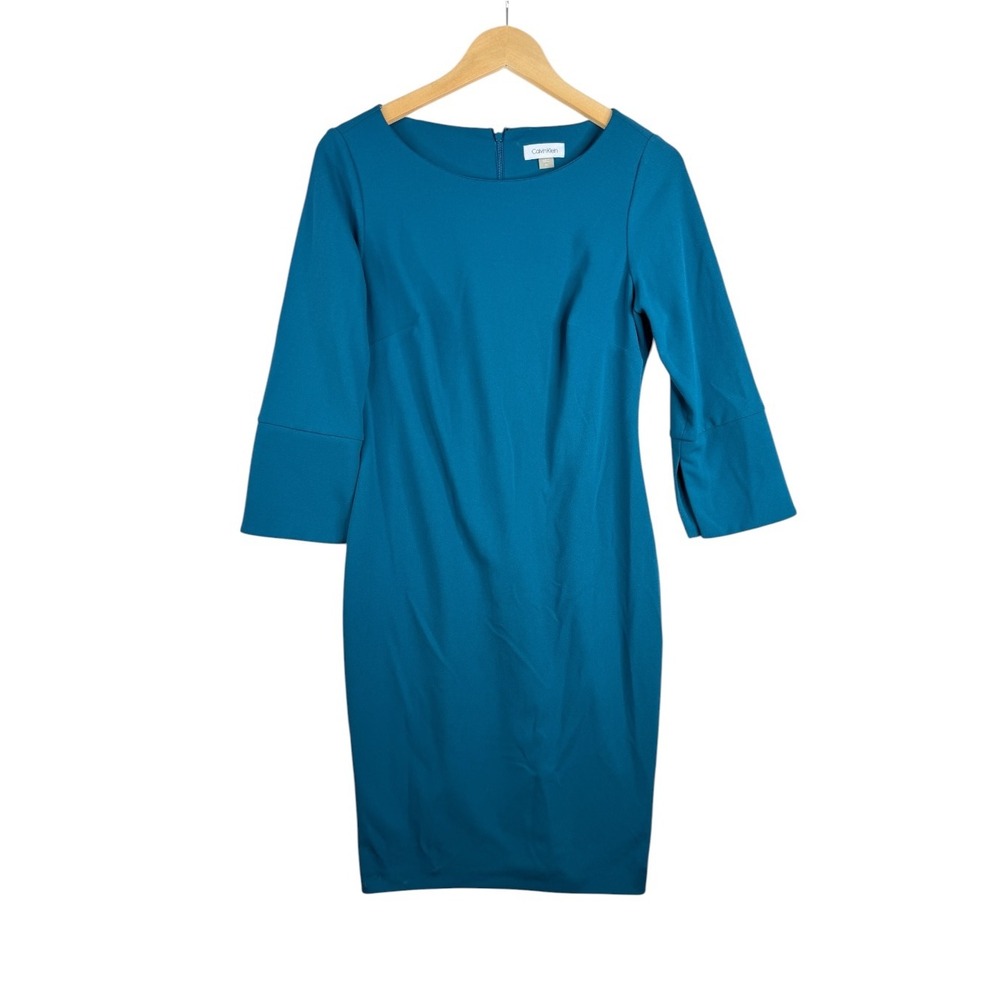 Calvin Klein Women's 3/4 Sleeve Sheath Dress size 10 Blue